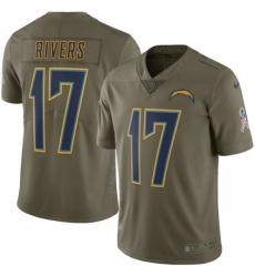 Men's Nike Los Angeles Chargers #17 Philip Rivers Limited Olive 2017 Salute to Service NFL Jersey