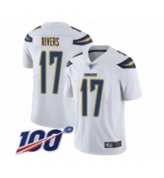 Men's Nike Los Angeles Chargers #17 Philip Rivers White Vapor Untouchable Limited Player 100th Season NFL Jersey