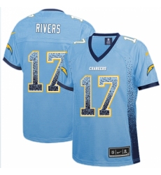Women's Nike Los Angeles Chargers #17 Philip Rivers Elite Electric Blue Drift Fashion NFL Jersey