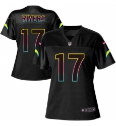 Women's Nike Los Angeles Chargers #17 Philip Rivers Game Black Fashion NFL Jersey
