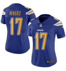 Women's Nike Los Angeles Chargers #17 Philip Rivers Limited Electric Blue Rush Vapor Untouchable NFL Jersey