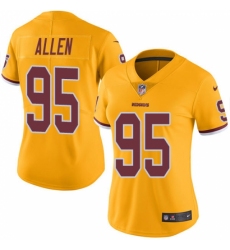 Women's Nike Washington Redskins #95 Jonathan Allen Limited Gold Rush Vapor Untouchable NFL Jersey