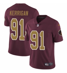 Men's Nike Washington Redskins #91 Ryan Kerrigan Burgundy Red/Gold Number Alternate 80TH Anniversary Vapor Untouchable Limited Player NFL Jersey