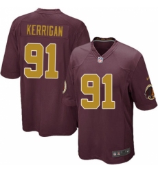 Men's Nike Washington Redskins #91 Ryan Kerrigan Game Burgundy Red/Gold Number Alternate 80TH Anniversary NFL Jersey