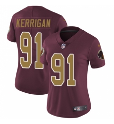Women's Nike Washington Redskins #91 Ryan Kerrigan Burgundy Red/Gold Number Alternate 80TH Anniversary Vapor Untouchable Limited Player NFL Jersey