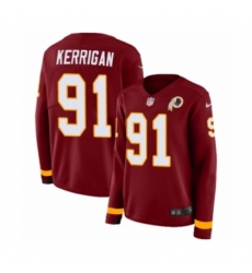 Women's Nike Washington Redskins #91 Ryan Kerrigan Limited Burgundy Therma Long Sleeve NFL Jersey