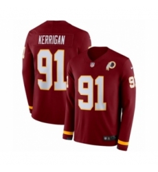 Youth Nike Washington Redskins #91 Ryan Kerrigan Limited Burgundy Therma Long Sleeve NFL Jersey
