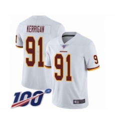 Youth Washington Redskins #91 Ryan Kerrigan White Vapor Untouchable Limited Player 100th Season Football Jersey
