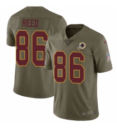 Men's Nike Washington Redskins #86 Jordan Reed Limited Olive 2017 Salute to Service NFL Jersey