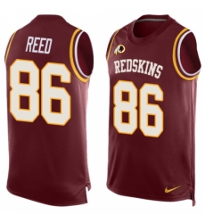 Men's Nike Washington Redskins #86 Jordan Reed Limited Red Player Name & Number Tank Top NFL Jersey