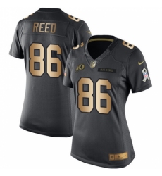 Women's Nike Washington Redskins #86 Jordan Reed Limited Black/Gold Salute to Service NFL Jersey