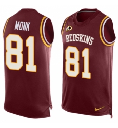 Men's Nike Washington Redskins #81 Art Monk Limited Red Player Name & Number Tank Top NFL Jersey
