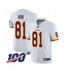 Men's Washington Redskins #81 Art Monk White Vapor Untouchable Limited Player 100th Season Football Jersey