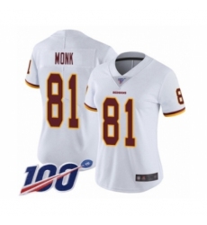 Women's Washington Redskins #81 Art Monk White Vapor Untouchable Limited Player 100th Season Football Jersey
