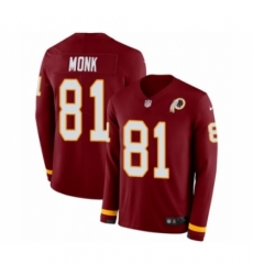 Youth Nike Washington Redskins #81 Art Monk Limited Burgundy Therma Long Sleeve NFL Jersey