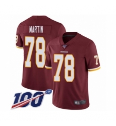 Men's Washington Redskins #78 Wes Martin Burgundy Red Team Color Vapor Untouchable Limited Player 100th Season Football Jersey