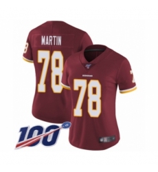 Women's Washington Redskins #78 Wes Martin Burgundy Red Team Color Vapor Untouchable Limited Player 100th Season Football Jersey