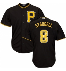 Men's Majestic Pittsburgh Pirates #8 Willie Stargell Authentic Black Team Logo Fashion Cool Base MLB Jersey