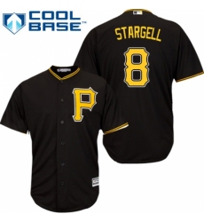 Men's Majestic Pittsburgh Pirates #8 Willie Stargell Replica Black Alternate Cool Base MLB Jersey