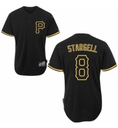 Men's Majestic Pittsburgh Pirates #8 Willie Stargell Replica Black Fashion MLB Jersey