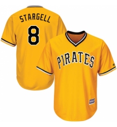Men's Majestic Pittsburgh Pirates #8 Willie Stargell Replica Gold Alternate Cool Base MLB Jersey