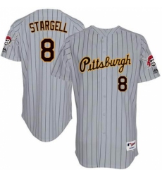 Men's Majestic Pittsburgh Pirates #8 Willie Stargell Replica Grey 1997 Turn Back The Clock MLB Jersey