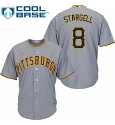 Men's Majestic Pittsburgh Pirates #8 Willie Stargell Replica Grey Road Cool Base MLB Jersey