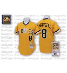 Men's Mitchell and Ness Pittsburgh Pirates #8 Willie Stargell Authentic Gold Throwback MLB Jersey
