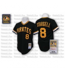 Men's Mitchell and Ness Pittsburgh Pirates #8 Willie Stargell Replica Black Throwback MLB Jersey