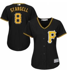 Women's Majestic Pittsburgh Pirates #8 Willie Stargell Replica Black Alternate Cool Base MLB Jersey