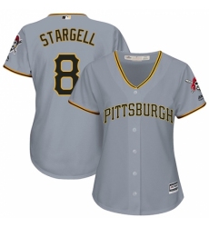 Women's Majestic Pittsburgh Pirates #8 Willie Stargell Replica Grey Road Cool Base MLB Jersey