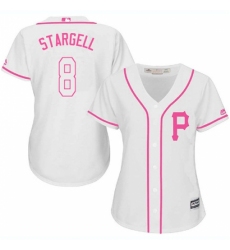 Women's Majestic Pittsburgh Pirates #8 Willie Stargell Replica White Fashion Cool Base MLB Jersey