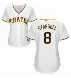 Women's Majestic Pittsburgh Pirates #8 Willie Stargell Replica White Home Cool Base MLB Jersey