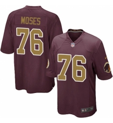 Men's Nike Washington Redskins #76 Morgan Moses Game Burgundy Red/Gold Number Alternate 80TH Anniversary NFL Jersey
