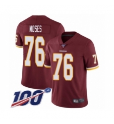 Men's Washington Redskins #76 Morgan Moses Burgundy Red Team Color Vapor Untouchable Limited Player 100th Season Football Jersey