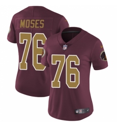 Women's Nike Washington Redskins #76 Morgan Moses Burgundy Red/Gold Number Alternate 80TH Anniversary Vapor Untouchable Limited Player NFL Jersey