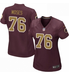 Women's Nike Washington Redskins #76 Morgan Moses Game Burgundy Red/Gold Number Alternate 80TH Anniversary NFL Jersey