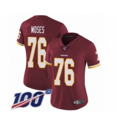 Women's Washington Redskins #76 Morgan Moses Burgundy Red Team Color Vapor Untouchable Limited Player 100th Season Football Jersey