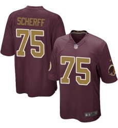 Men's Nike Washington Redskins #75 Brandon Scherff Game Burgundy Red/Gold Number Alternate 80TH Anniversary NFL Jersey