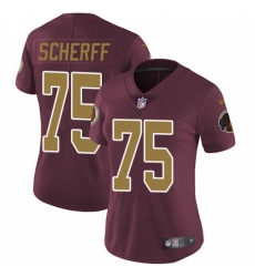 Women's Nike Washington Redskins #75 Brandon Scherff Burgundy Red/Gold Number Alternate 80TH Anniversary Vapor Untouchable Limited Player NFL Jersey