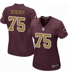 Women's Nike Washington Redskins #75 Brandon Scherff Game Burgundy Red/Gold Number Alternate 80TH Anniversary NFL Jersey