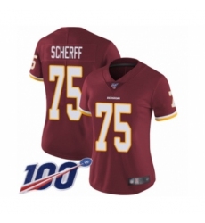 Women's Washington Redskins #75 Brandon Scherff Burgundy Red Team Color Vapor Untouchable Limited Player 100th Season Football Jersey