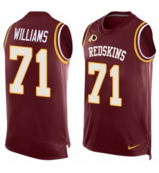 Men's Nike Washington Redskins #71 Trent Williams Limited Red Player Name & Number Tank Top NFL Jersey