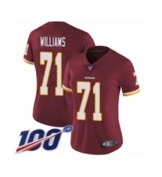 Women's Washington Redskins #71 Trent Williams Burgundy Red Team Color Vapor Untouchable Limited Player 100th Season Football Jersey