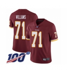 Youth Washington Redskins #71 Trent Williams Burgundy Red Team Color Vapor Untouchable Limited Player 100th Season Football Jersey
