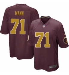 Men's Nike Washington Redskins #71 Charles Mann Game Burgundy Red/Gold Number Alternate 80TH Anniversary NFL Jersey