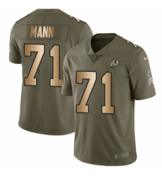 Men's Nike Washington Redskins #71 Charles Mann Limited Olive/Gold 2017 Salute to Service NFL Jersey