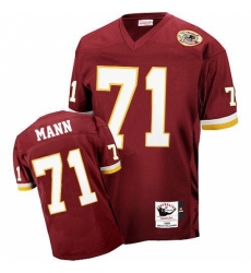 Mitchell and Ness Washington Redskins #71 Charles Mann Burgundy Red With 50TH Patch Authentic Throwback NFL Jersey