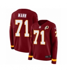 Women's Nike Washington Redskins #71 Charles Mann Limited Burgundy Therma Long Sleeve NFL Jersey