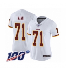 Women's Washington Redskins #71 Charles Mann White Vapor Untouchable Limited Player 100th Season Football Jersey